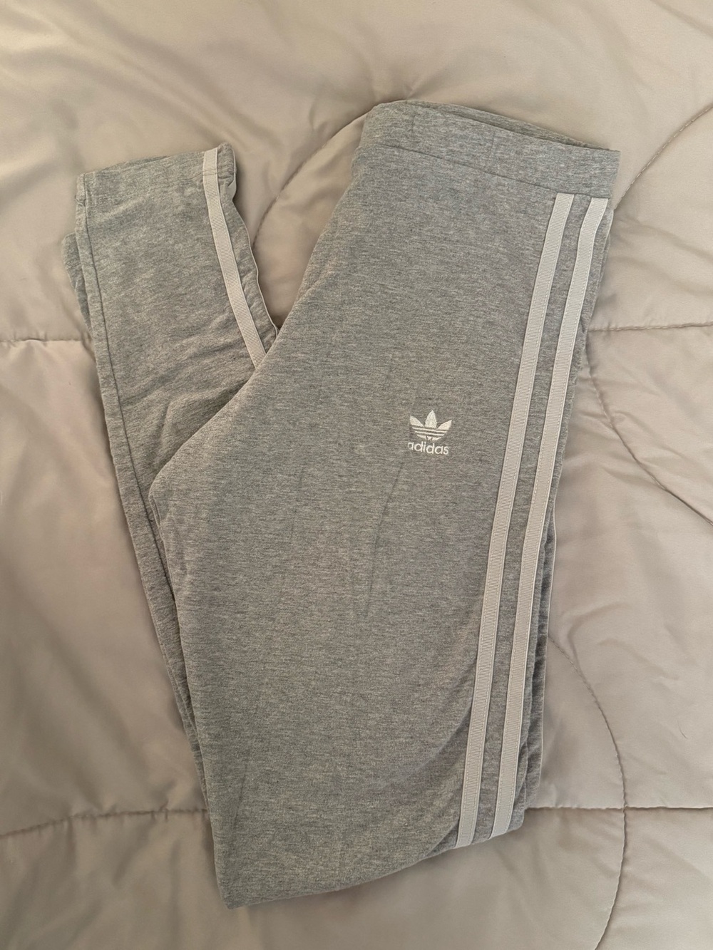 Adidas 3 stripe grey cotton legging